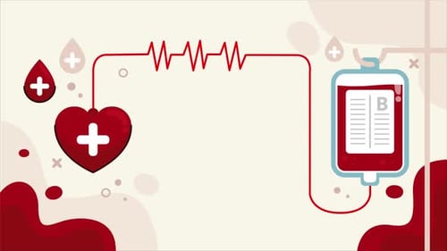Flat Design Medical Animation: Blood Donation and Heartbeat