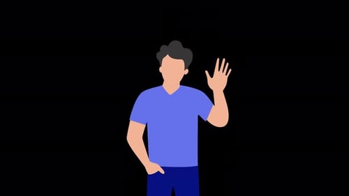 Flat Design Animated Person Waving Hello