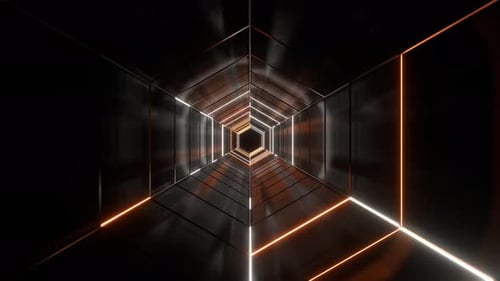 Orange And White Amazing Hexagonal Strobe Tunnel Background Vj Loop | 4K