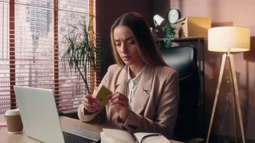 Caucasian Business Woman Girl Female Businesswoman Office Worker Shrugging Shoulders Confusion Using