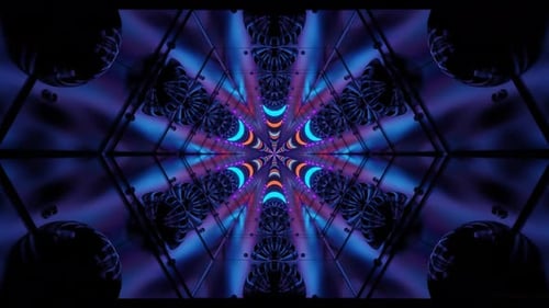 Glowing Abstract Geometric Tunnel Loop Background