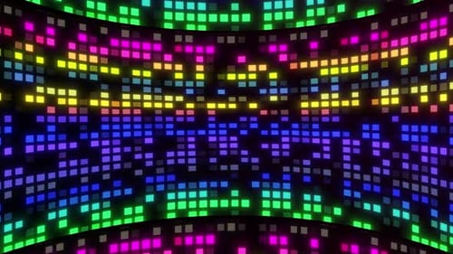Disco Curve Music Floor Animation. Curve Music Floor Animation. Abstract Square High Tech Dot Music