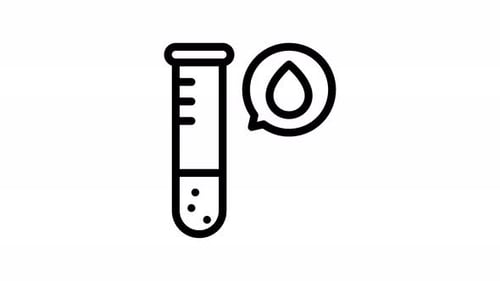 Animated Line Icon of Test Tube with Liquid and Droplet
