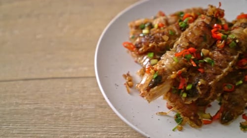 Close Up of Delicious Fried Mantis Shrimp Dish