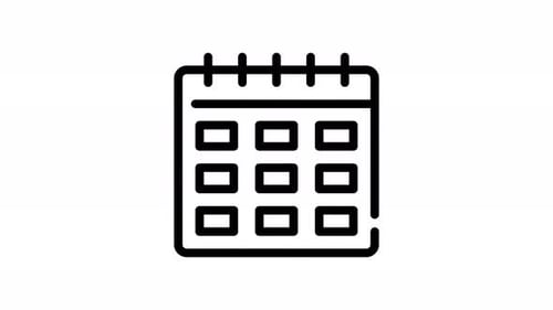 Animated Line Art Calendar Icon with Checkmark and Circle Highlight