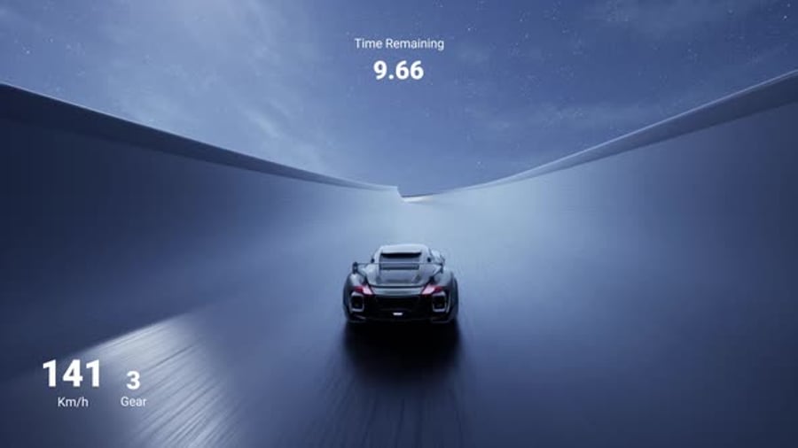 Screen of Car Racing Game with Sportscar Driving Fast Through ...