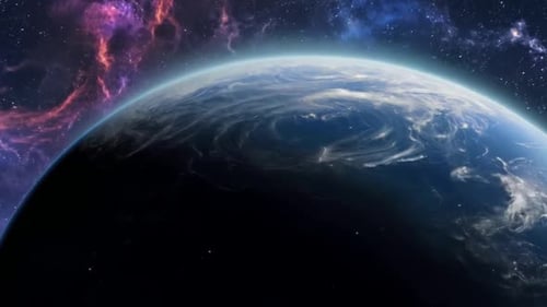 Animation Of Space Moving And Glowing Stars With Colorful Nebulae