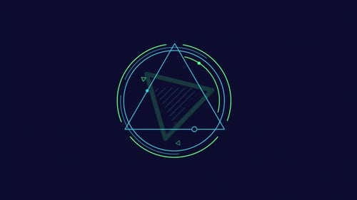 Elemento infográfico animado do HUD com triângulos e círculos