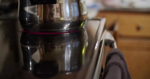Pot of Water Boiling on Electric Stove