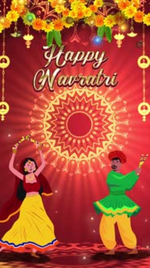 Navratri Dandiya Festival Background Vertical Banner 01