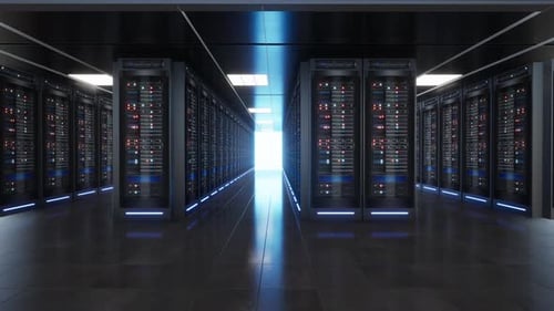 Server Room Of A Data Center Or Isp