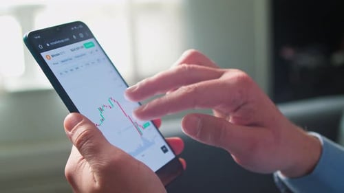 Close Up of Bitcoin Chart on Phone