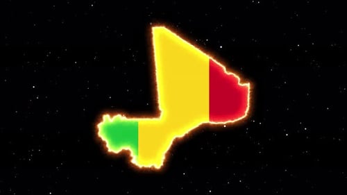 Animated Mali Map with Glowing Flag Outline