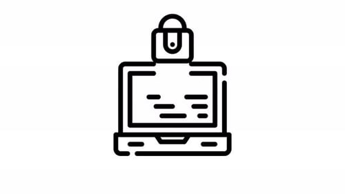 Minimalist Laptop Data Security Lock Animated Icon