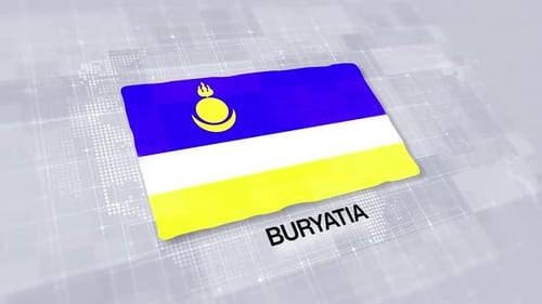 Buryatia Flag Waving 3D Digital World Map Reveal