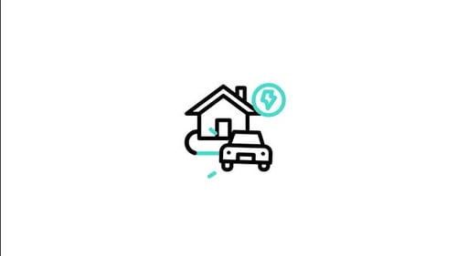 Animated Electric Car Charging at Home Line Icon