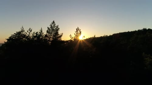 sunset over the mountain Forest Amazing Orange Sunset