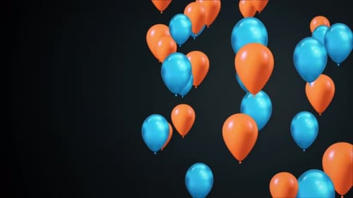 of Vibrant Flying Blue Orange Balloons White Alpha Channel