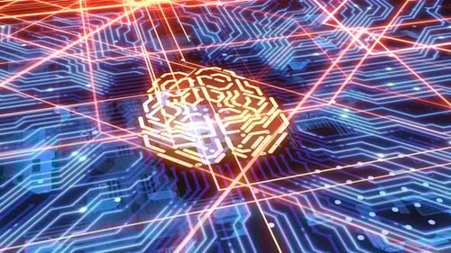 advanced computer computing technology. animation the electronic brain processes