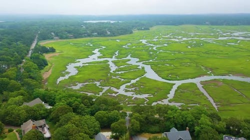 High-Resolution Aerial Footage of Cape Cod Coastal Marshes