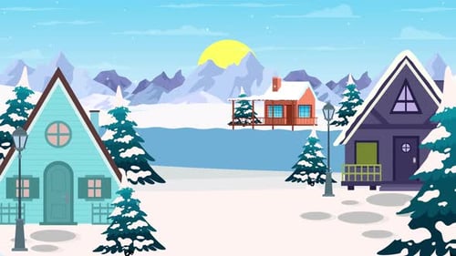 Winter Village Town Animation