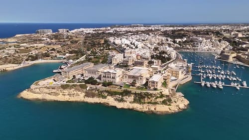 Aerial view of Kalkara village in Malta, Europe
