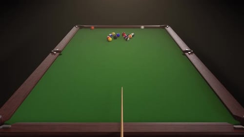 Billiards Table with Colorful Balls