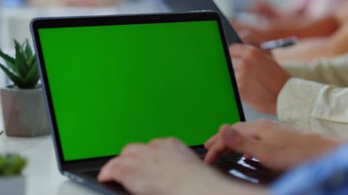 Laptop Green Screen for Corporate Presentation, Meeting
