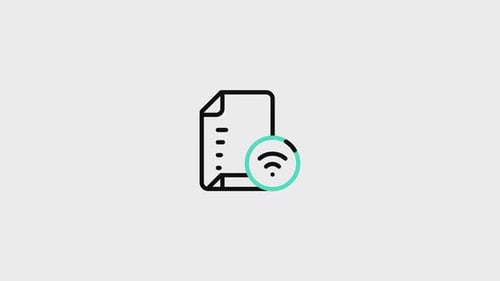 Animated Document File with Wi-Fi Connectivity Icon