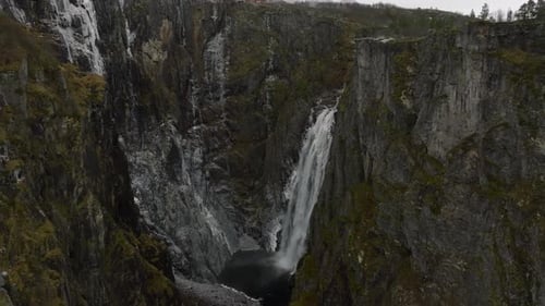 aerial view of voringfossen waterfall in norway