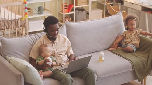 Dad Works From Home With Kids