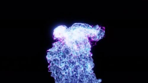 Abstract Neon Glowing Fluid Smoke Burst