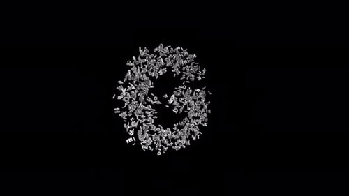 Letter G Made of Letters with Alpha Channel. 3D Font. Alphabet Letter Animation. Transparent BG