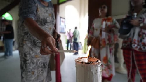 Devotees engage in candle burning, during the cherished St. Anne's annual feast