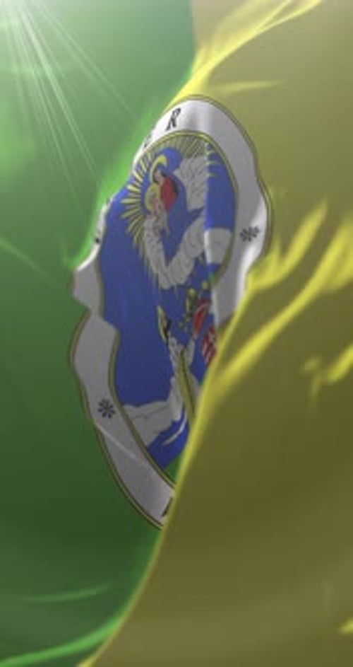 Realistic Waving Flag of Vas County Hungary Vertical