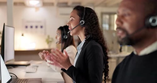 Call center, woman and customer service at computer for telecom support
