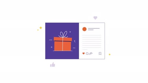 4k Social Media Giveaway Post with Gift Box. Online Contest Concept Animation Video