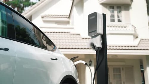 Electric vehicle technology utilized to home charging station. Fastidious