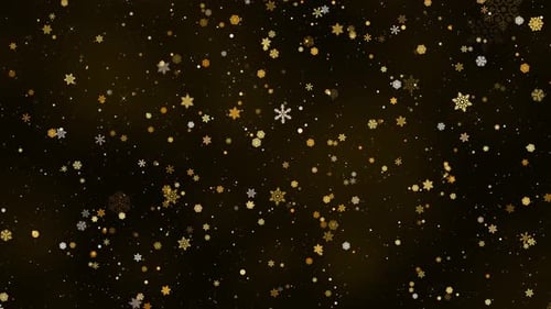 Elegant Golden and White Snowflakes Falling Festive Background