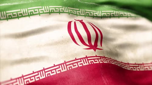 Grungy Waving Iran Flag Seamless Loop Animation