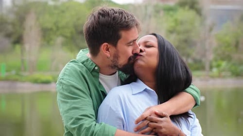 Affectionate Couple Embracing in a Park