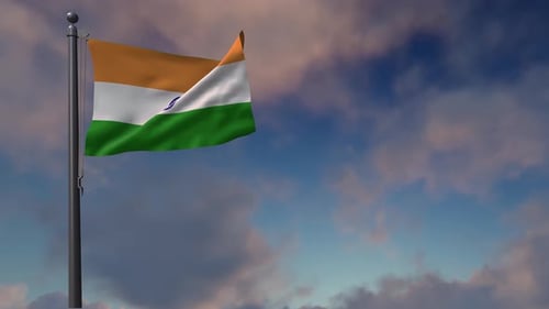 Waving Indian Flag with Blue Sky Background