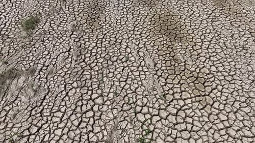 Cracked Arid Land Aerial View in Desert