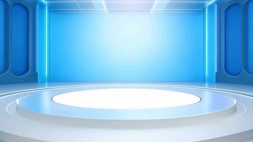 podium Futuristic showcase with platform for product displaying. Empty modern stage display