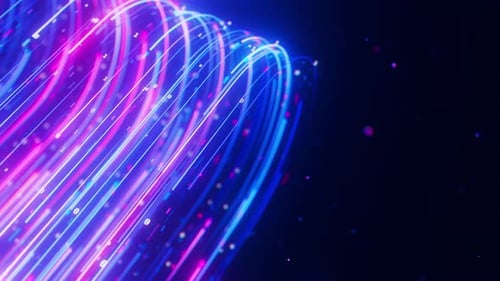 Primer plano extremo de big data, velocidad de la luz, flujo distorsionado, flujo de datos digitales abstractos de Quantum