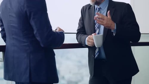 Business People in Formal Suits Standing on Modern Rooftop Office