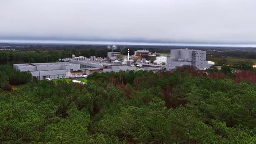 Factory surrounded by nature.