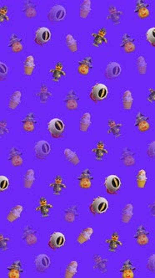 Halloween Seamless Pattern Spooky Ghost Pumpkin Scarecrow Creepy Cartoon