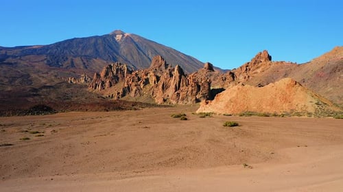Teide National Park Desert Rocky Surface with View on the Teide Volcano