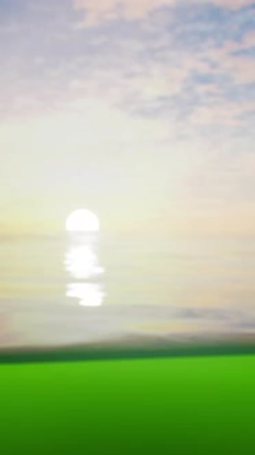 A Painting of a Sunset Over a Body of Water